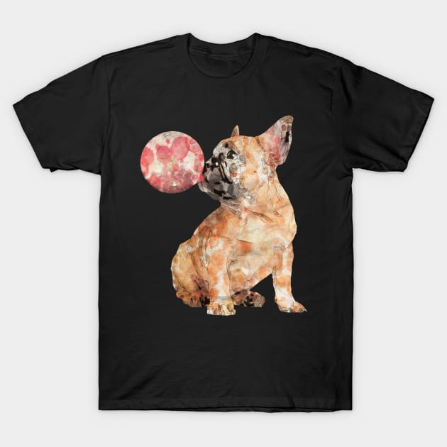 French bulldog watercolor bubble gum T-Shirt by Collagedream